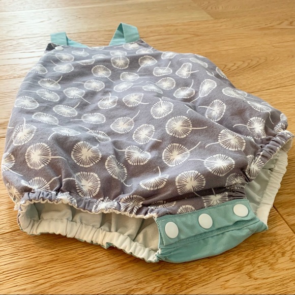 Custom Teal and Grey Floral Ruffle Romper - Picture 3 of 5